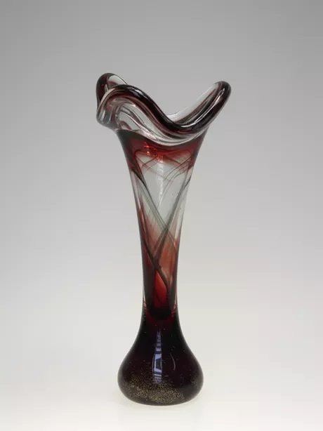 Murano Vaas Bordeauxrood Murano vaas hoog 23 cm