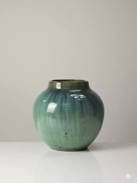 Handgemaakt Rimini Blue Geglazuurd Bolvaasje Dit bolvaasje dateert uit de jaren '50.